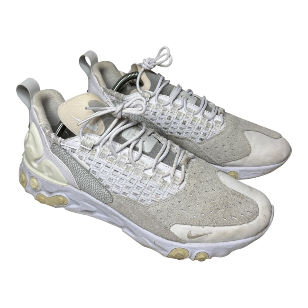 Nike React Sertu White Suede Woven Sneaker AT5301 Size 10